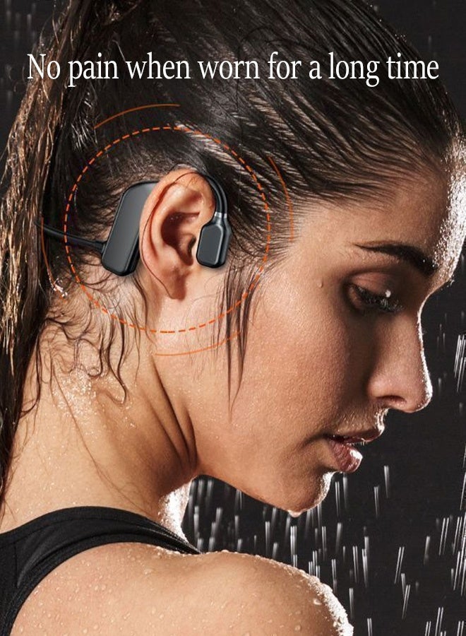سماعات رأس بلوتوث توصيل العظام، سماعات أذن لاسلكية مفتوحة مع ميكروفون، سماعة رأس رياضية IPX5 سماعات مقاومة للعرق للخارج، الجري، ركوب الدراجات، القيادة، المشي لمسافات طويلة، صالة الألعاب الرياضية - أسود - Image 4