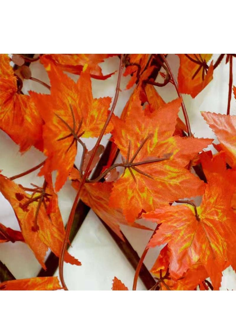 FFD Bamboo Wooden Fence with Orange Maple Leafs Expandable Wicker Fence Privacy Screen Trellis Fence Artificial Leaf Fence - Image 4