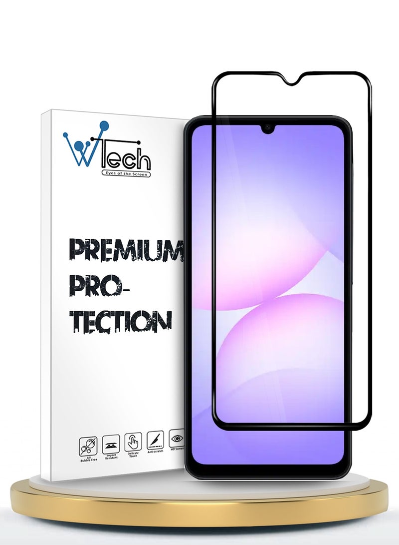 Wtech Samsung Galaxy A07 4G 2025 Premium E2E Series Full Glue Full Cover Tempered Glass Screen Protector (MSGECN) - Clear/Black - Image 1