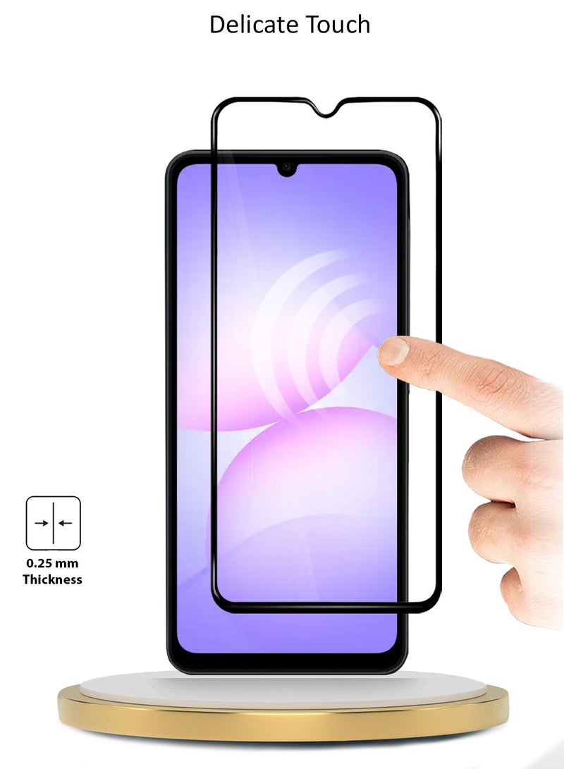 Wtech Samsung Galaxy A07 4G 2025 Premium E2E Series Full Glue Full Cover Tempered Glass Screen Protector (MSGECN) - Clear/Black - Image 4