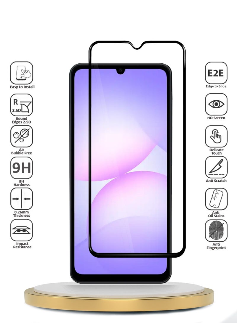 Wtech Samsung Galaxy A07 4G 2025 Premium E2E Series Full Glue Full Cover Tempered Glass Screen Protector (MSGECN) - Clear/Black - Image 2