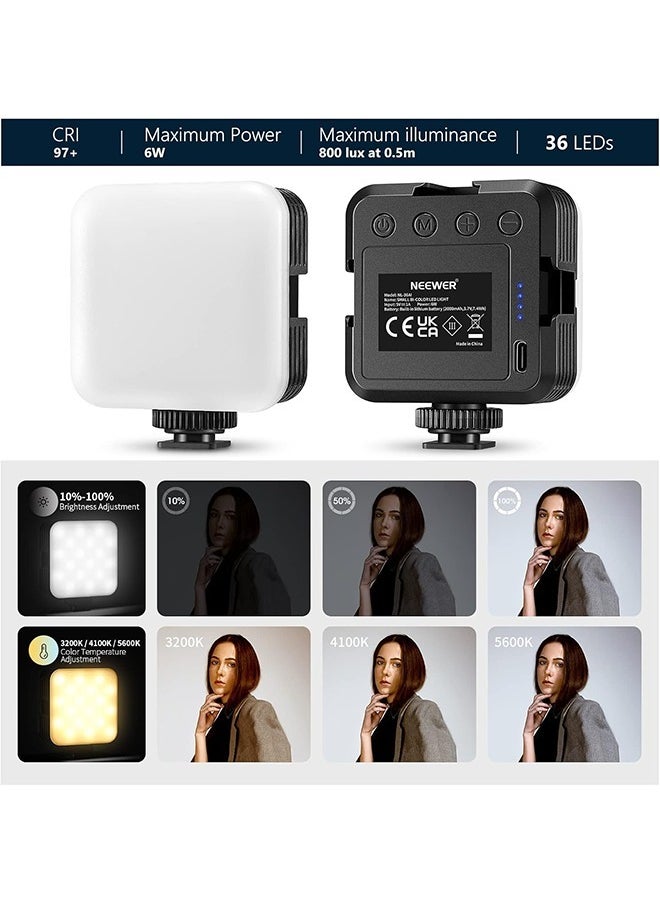 Neewer - NEEWER LED Video Light,Portable Bi-Color 3200K~5600K Dimming Lights for Cameras, CRI 97+, 8 Scene Modes, 2000mAh Rechargeable Battery for Gaming/YouTube/Vlog/Photography - NL-36AI - Image 1