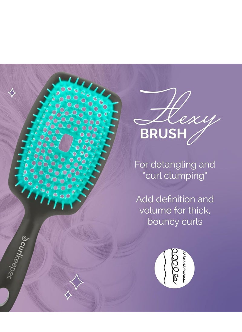 Curl Keeper Curl Keeper The Original FLEXY BRUSH (Turquoise) For Detangling and Curl Clumping  - Image 2