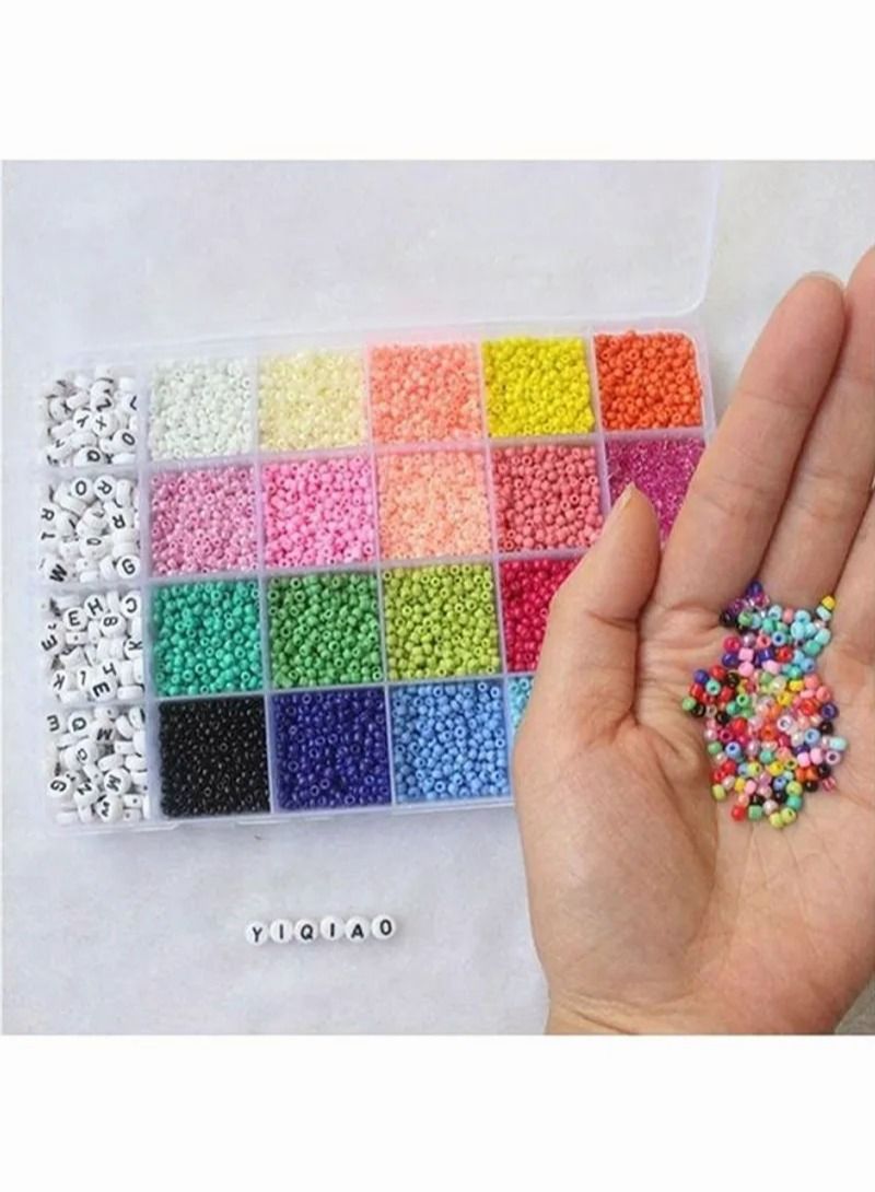 طقم صنع الخرز الملون الصغير المكون من 3300 قطعة مع حروف الأبجدية A-Z مع حبل - Image 4