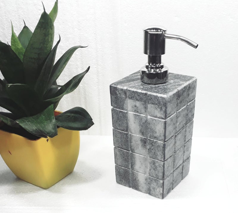 KRAFT CLOUDS Grey Marble Lotion Shampoo Handwash Dispenser | Stone Liquid Soap Dispenser for Kitchen, Home, Wash Basin, Bathroom Accessory | Handcarved 150 ml Capacity - Image 1