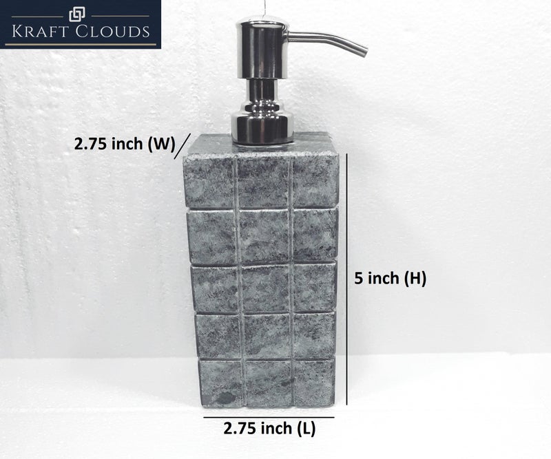 KRAFT CLOUDS Grey Marble Lotion Shampoo Handwash Dispenser | Stone Liquid Soap Dispenser for Kitchen, Home, Wash Basin, Bathroom Accessory | Handcarved 150 ml Capacity - Image 4
