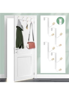 HOOKOR Over Door Hooks, 3 Pack White Door Hooks for Hanging Metal Door Hanger Hook Wood Hooks for Hanging Clothes, Hats, Robes, Towels  - Image 2