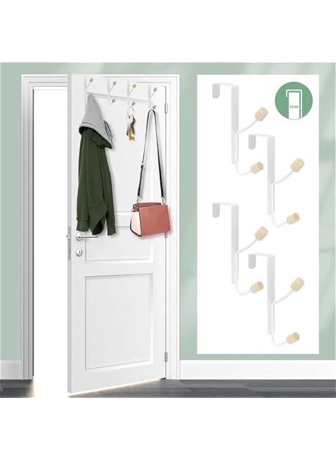 HOOKOR Over Door Hooks, 3 Pack White Door Hooks for Hanging Metal Door Hanger Hook Wood Hooks for Hanging Clothes, Hats, Robes, Towels  - Image 2