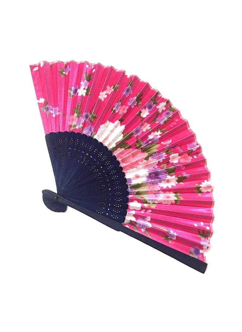 Sage Square Sage Square Handheld Folding Chinese Fan Vintage Fabric Folding Fan for Wedding Dance DecorationBirthday Party Photo Booth Pink Pack of 2  - Image 1