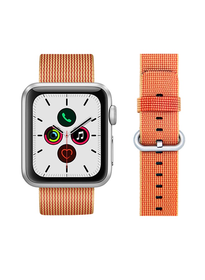 Perfii Round Buckle Nylon Replacement Band For Apple Watch Series 5/4/3/2/1 Gold Red - Image 2