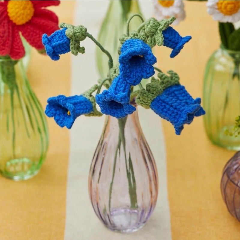 Talking Tables 2 x Bluebell Crochet Sprig or Summer Decorative Cotton Flowers Handmade Crocheted Floral Stems for Table, Home Styling Gift Seasonal Displays Soft Yarn Finish Reusable 18cm - Image 2