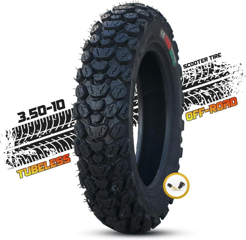MZBZYU 3.50-10 Tire 3.50 10 Inch Tubeless Tire 3.50-10 Offroad Snow Knobby Tire for Front/Rear Replacement Spare Accessory Fits on 10 Inch 58J 8 P.R. - Image 1