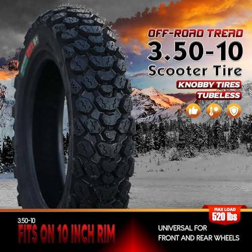 MZBZYU 3.50-10 Tire 3.50 10 Inch Tubeless Tire 3.50-10 Offroad Snow Knobby Tire for Front/Rear Replacement Spare Accessory Fits on 10 Inch 58J 8 P.R. - Image 2