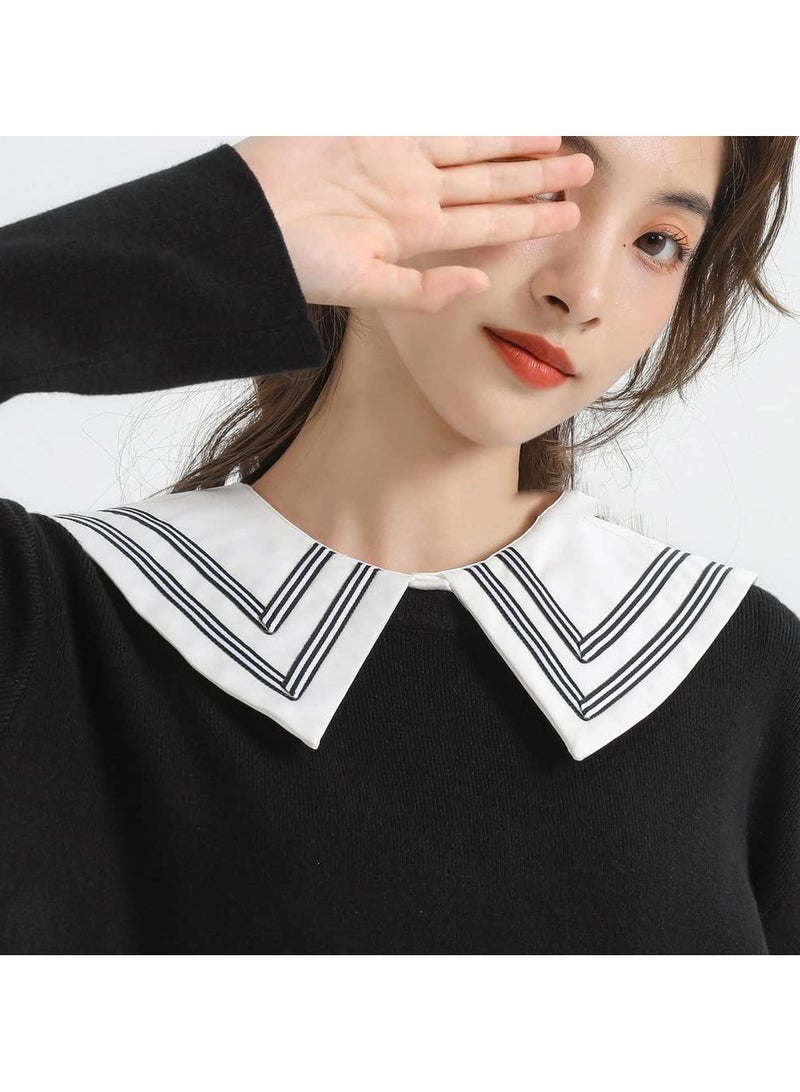 Luckam Fake Collar Detachable Half Shirt Blouse False Doll Collar Elegant Design College Style Large Decorative Collar for Women Girls - Image 3