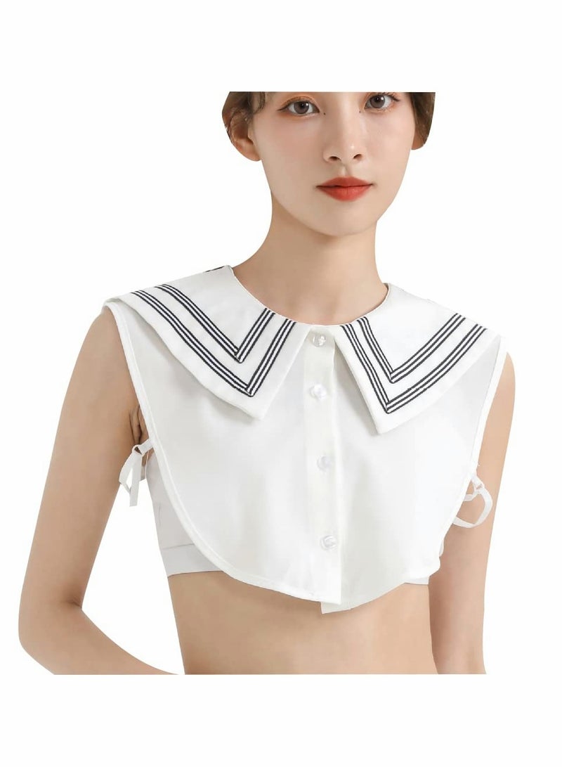 Luckam Fake Collar Detachable Half Shirt Blouse False Doll Collar Elegant Design College Style Large Decorative Collar for Women Girls - Image 1