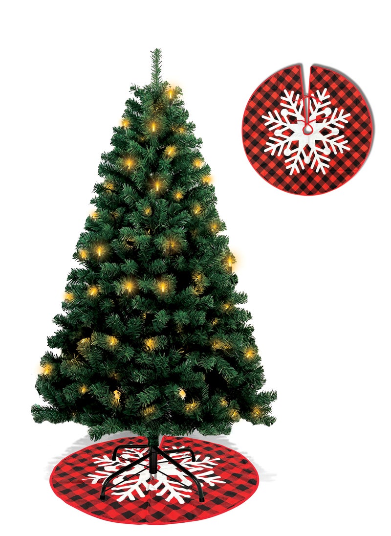 Jinou - Christmas Tree 7ft with 100 Golden LED lights and Skirt - Made by Premium Quality PVC Material with Sturdy Metal Stand - Artificial Christmas tree for Home, Office, Shop, Indoor, Outdoor and Parties. - Image 1