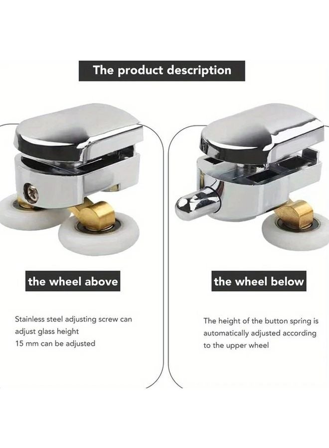 1 Set Shower Room Sliding Glass Door With Pulley System Double Roller Mechanism - Image 5