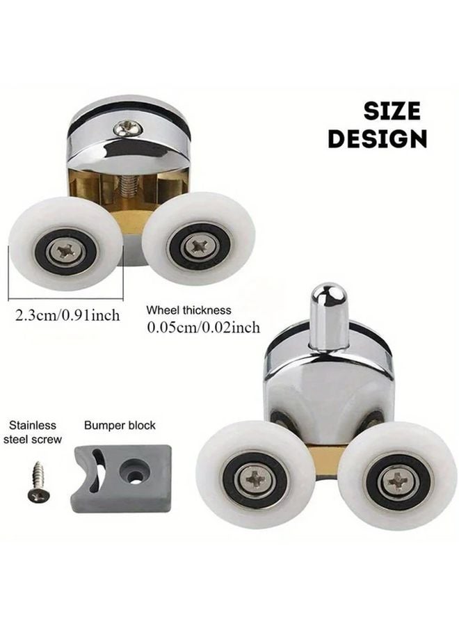 1 Set Shower Room Sliding Glass Door With Pulley System Double Roller Mechanism - Image 4