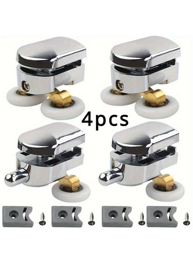 1 Set Shower Room Sliding Glass Door With Pulley System Double Roller Mechanism - Image 1