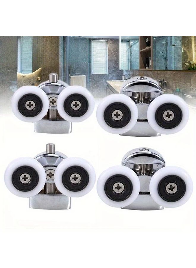 1 Set Shower Room Sliding Glass Door With Pulley System Double Roller Mechanism - Image 3