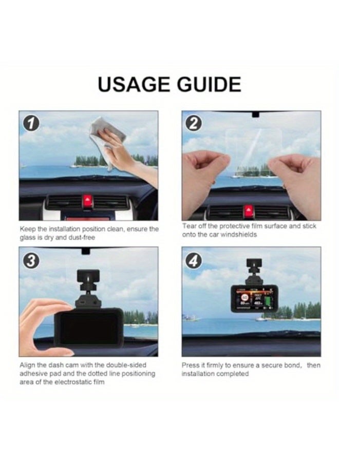 Generic 8 Pieces Electrostatic Film for Dash Cam,Windshield Dashcam Stickers,Double-Sided Adhesive Pad Sticker Shield for Dash Cam,Clear Static Cling Films for Suction Cup Mounting Car Shield Decal  - Image 2