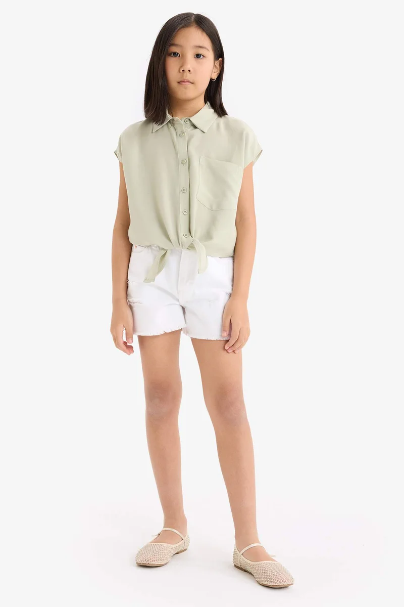 ديفاكتو Girl Cotton 2 Piece Short Sleeve Crop Shirts
