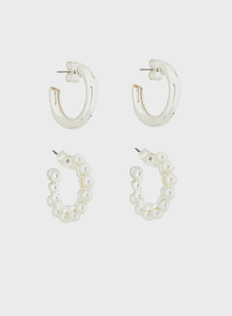 MONKI Pearl Hoop Earrings