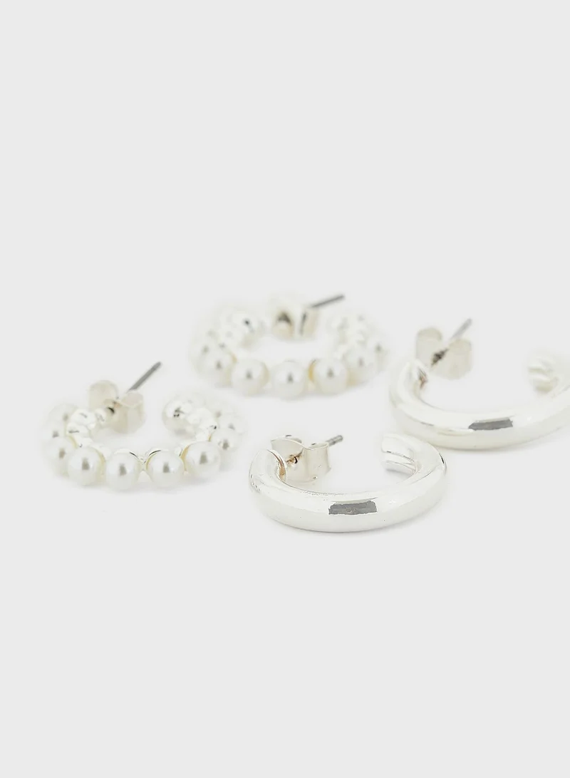 MONKI Pearl Hoop Earrings