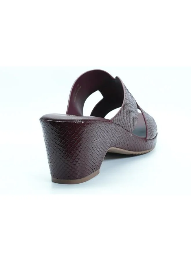 Michelle Morgan Maroon 092-3079 Michelle Morgan Women's Patent Croc-Texture Broad Strap Block Heel Sandals 514RJ1I Maroon for Women | Best Price UAE