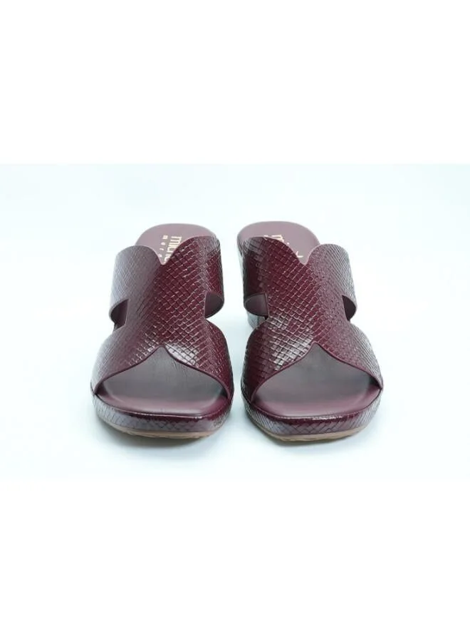 Michelle Morgan Maroon 092-3079 Michelle Morgan Women's Patent Croc-Texture Broad Strap Block Heel Sandals 514RJ1I Maroon for Women | Best Price UAE