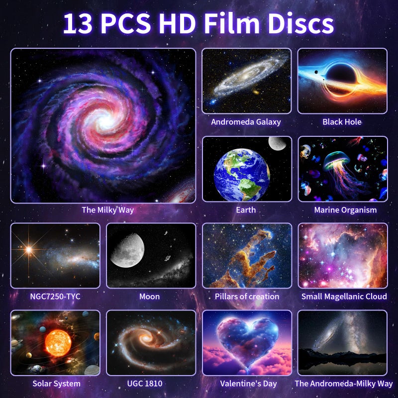 VanSmaGo Meteor Galaxy Projector, 13 in 1 Planetarium Star Projector Starry Sky Night Light with Solar System Constellation Moon for Kids Adults Bedroom Ceiling Home Theater Living Room Decor - Image 2