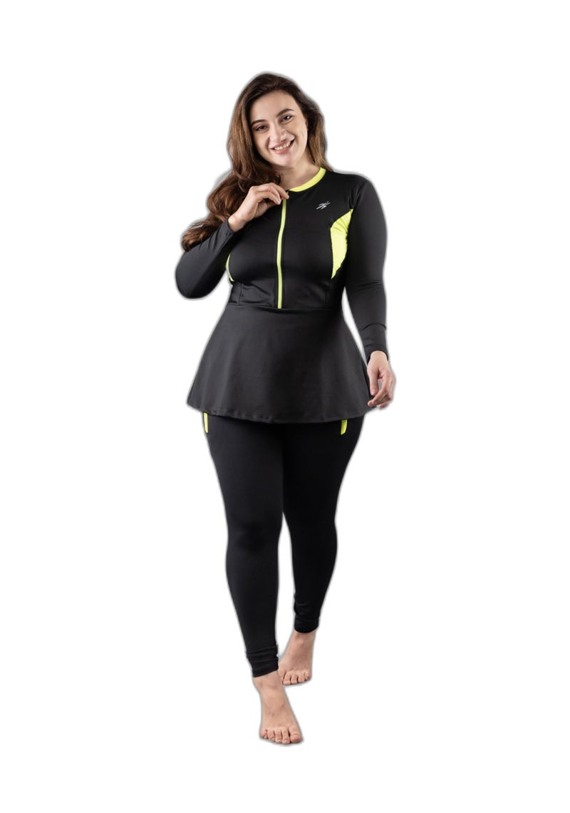 Keepfit Longsleeves Zippered Padded Rashguard 2-Piece Plus Size Swimset for Women |Swimming Suit for Women - Image 1