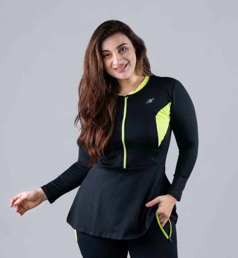 Keepfit Longsleeves Zippered Padded Rashguard 2-Piece Plus Size Swimset for Women |Swimming Suit for Women - Image 2