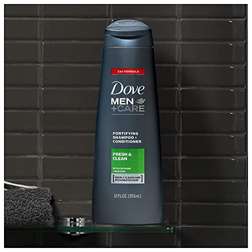 Dove Men+Care Fortifying 2 in 1 Shampoo and Conditioner, Fresh and Clean for Normal to Oily Hair with Caffeine and Menthol to Help Strengthen & Nourish Hair, 12 fl oz, Pack of 2 - Image 4