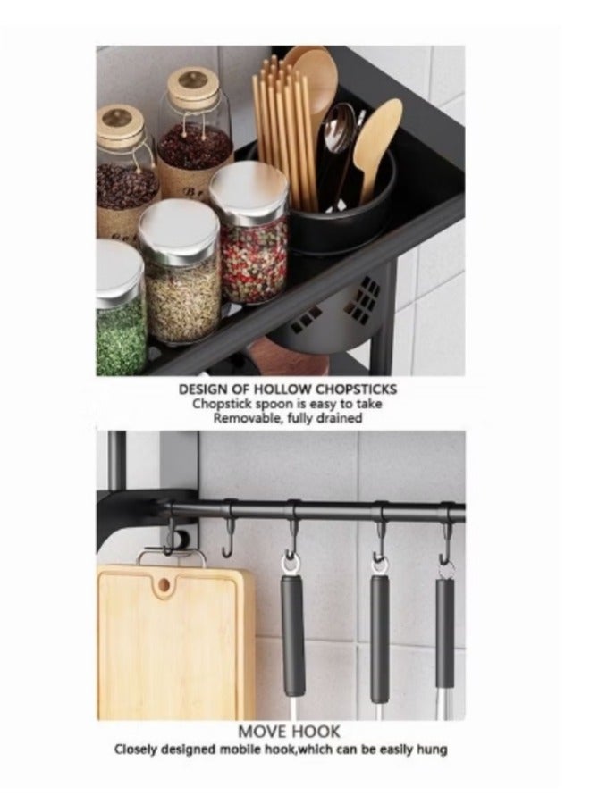 DURKU Shelves Set 3 Tier Wall Mounted Bathroom Rack Shelves Wall Decor Bathroom Shelves Shower Storage Wall Shelves with Towel Bar Storage Organizer Shelf for Bathroom Kitchen Bedroom Living Room - Image 3