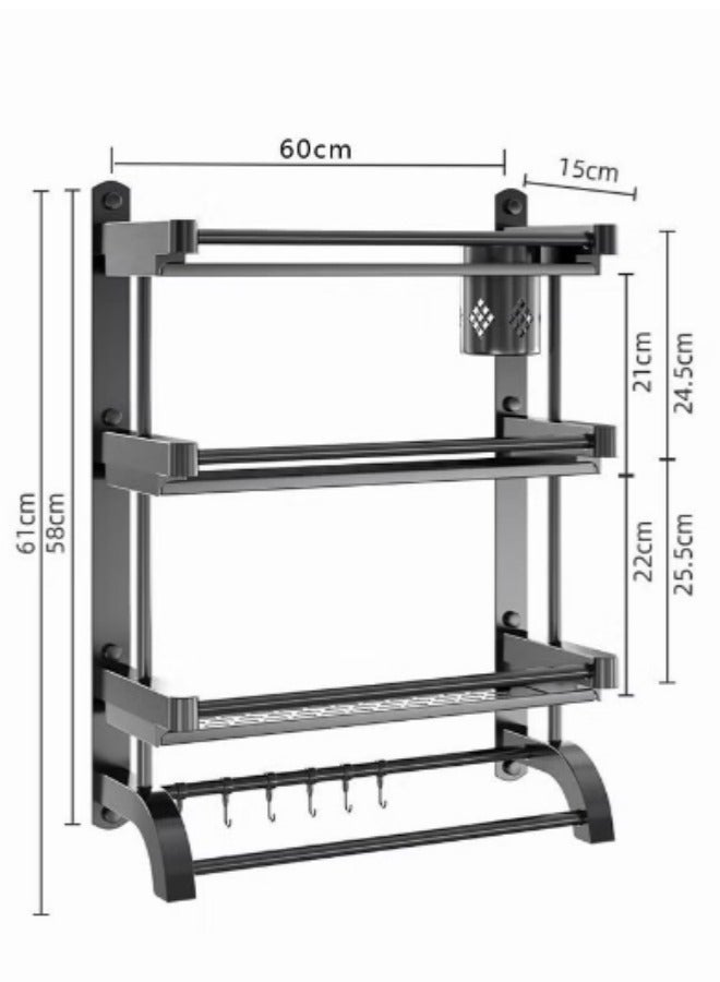 DURKU Shelves Set 3 Tier Wall Mounted Bathroom Rack Shelves Wall Decor Bathroom Shelves Shower Storage Wall Shelves with Towel Bar Storage Organizer Shelf for Bathroom Kitchen Bedroom Living Room - Image 2