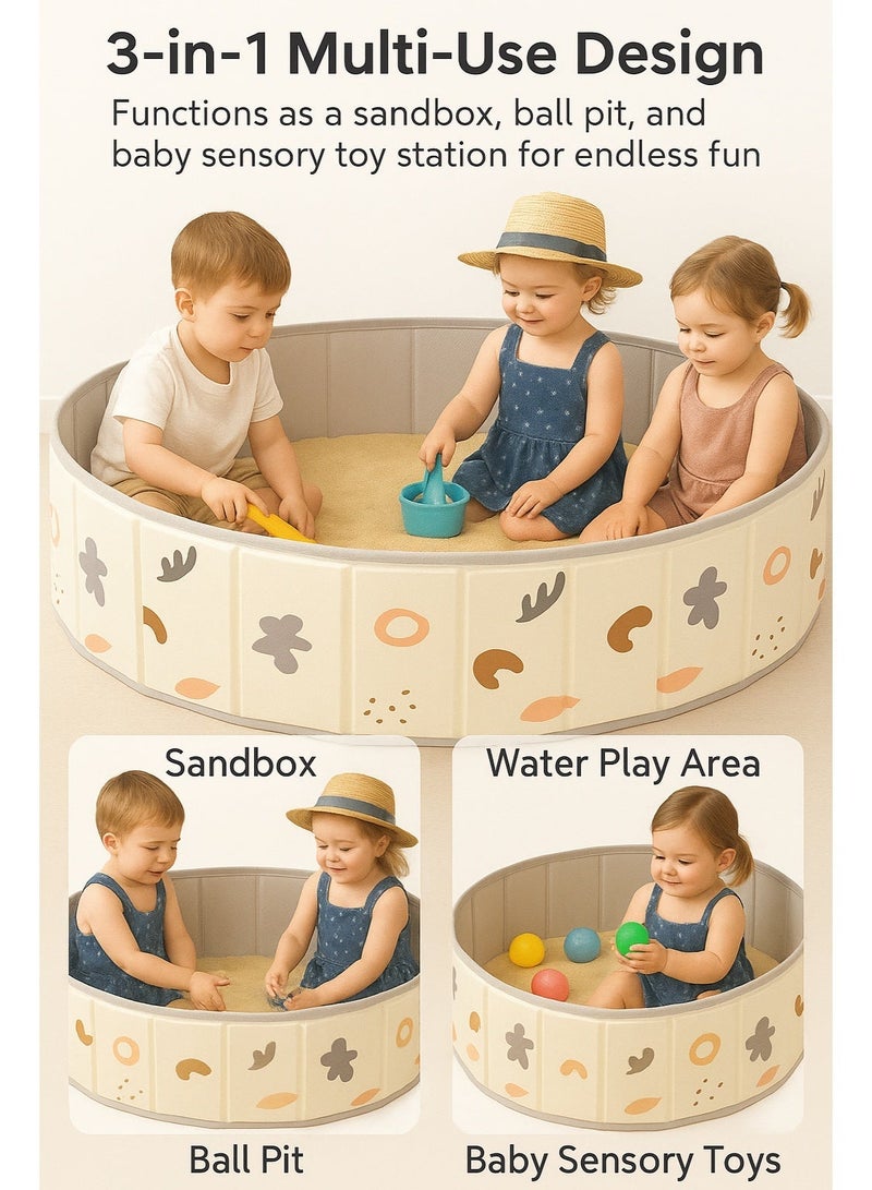 SKAFA Foldable Kids Sand & Activity Center | Portable Ball Pit, Sandbox, Baby Sensory Toy Station | Indoor/Outdoor Game Room for Toddlers. (Sand-Brown, 100CM) - Image 2