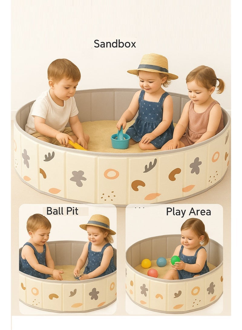 SKAFA Foldable Kids Sand & Activity Center | Portable Ball Pit, Sandbox, Baby Sensory Toy Station | Indoor/Outdoor Game Room for Toddlers. (Sand-Brown, 100CM) - Image 1