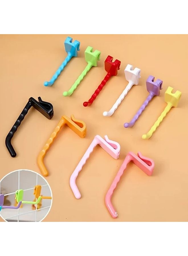 10pcs Multicolor Double Prong Plastic Hooks For Metal Grid Panels Display Home Supermarket Retail Store - Image 2