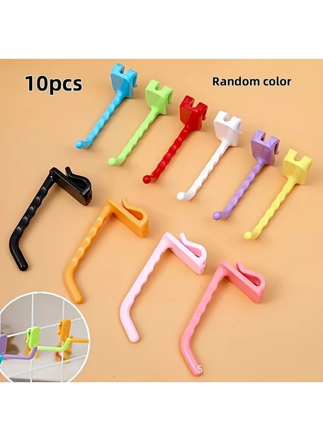 10pcs Multicolor Double Prong Plastic Hooks For Metal Grid Panels Display Home Supermarket Retail Store - Image 1