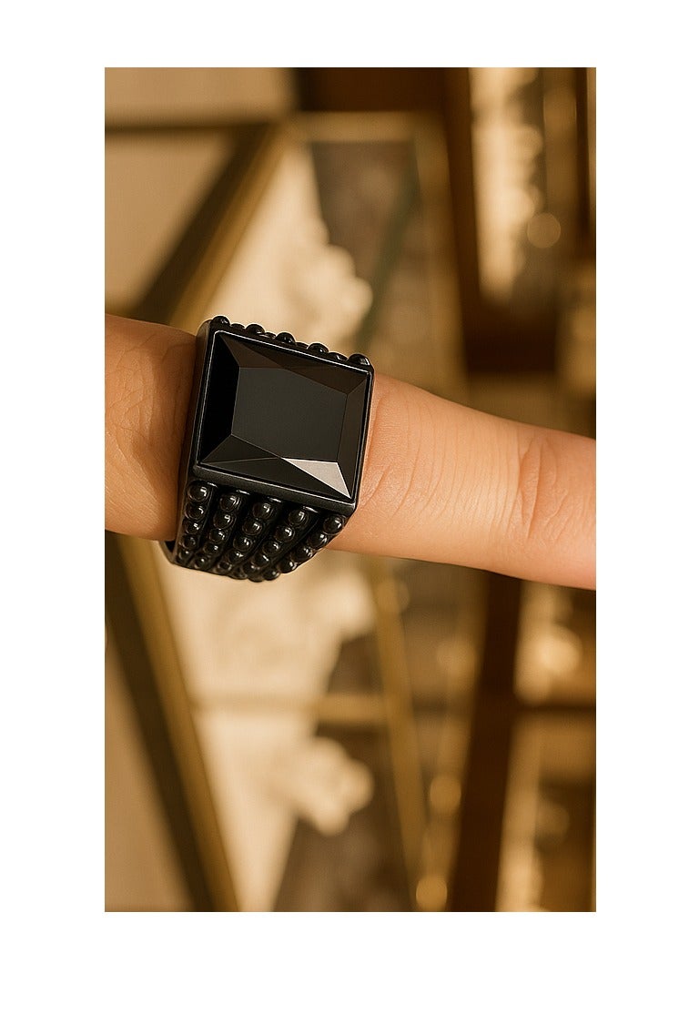 ROMAD Elegant black men’s ring with a polished black stone, radiating luxury and mystery. - Image 2