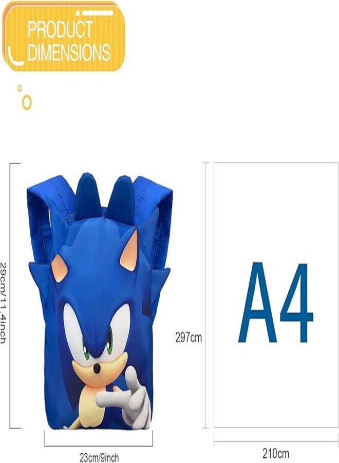 Bonamana Bonamana Sonic Toddler Backpack 3D Printed 14 Inch Waterproof Tails Look Backpack for Kids Travel School Bag Book Small Bags Children's School Bag for 2-4 years old (Blue 2 Generation)  - Image 2