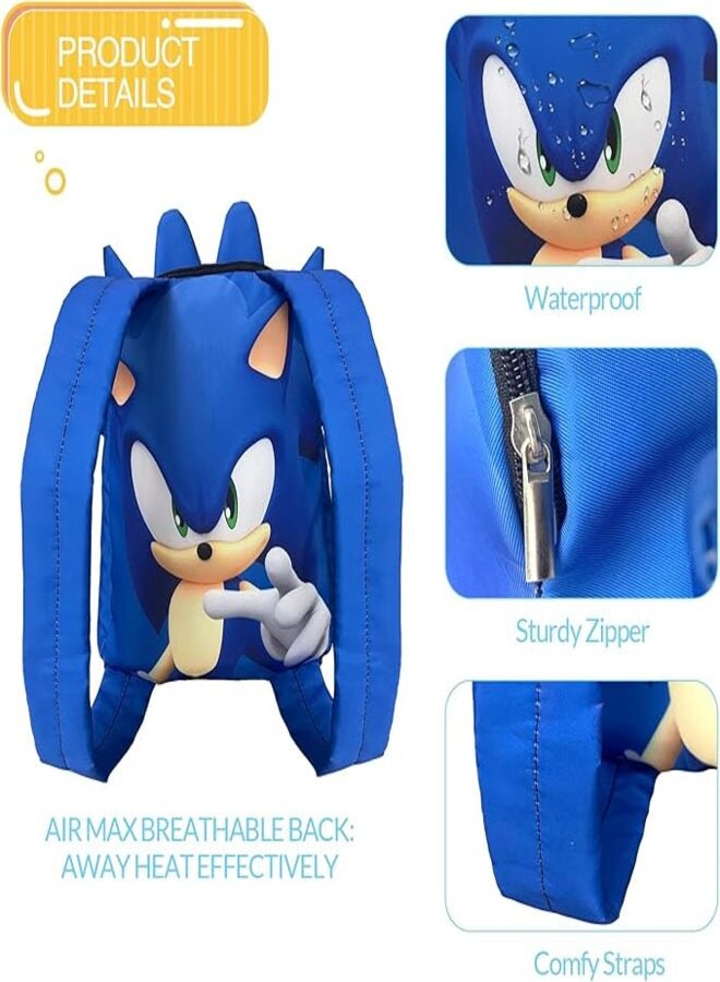 Bonamana Bonamana Sonic Toddler Backpack 3D Printed 14 Inch Waterproof Tails Look Backpack for Kids Travel School Bag Book Small Bags Children's School Bag for 2-4 years old (Blue 2 Generation)  - Image 3