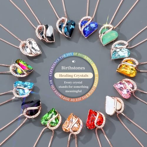 Leafael Rose Gold Plated Necklace for Women: Heart Shaped Light Blue Crystal Center, March Birthstone, Dazzling Cubic Zirconia, Hypoallergenic Chain (18"+2"), Timeless Jewelry Gifts for Her - Image 3