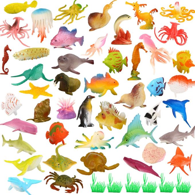 Funcorn Toys Ocean Sea Animal, 52 Pack Assorted Mini Vinyl Plastic Animal Toy Set, Realistic Under The Sea Life Figure Bath Toy for Child Educational Party Cake Cupcake Topper,Valentines Day Gift - Image 5