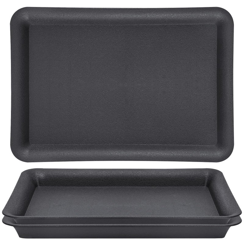 GREANER 17 Inch Plastic Plant Saucer, Black Trays for Plants, Flower Pot No Holes Plant Drip Trays, Heavy Duty Plastic Plant Saucers for Indoors Outdoors - Image 1