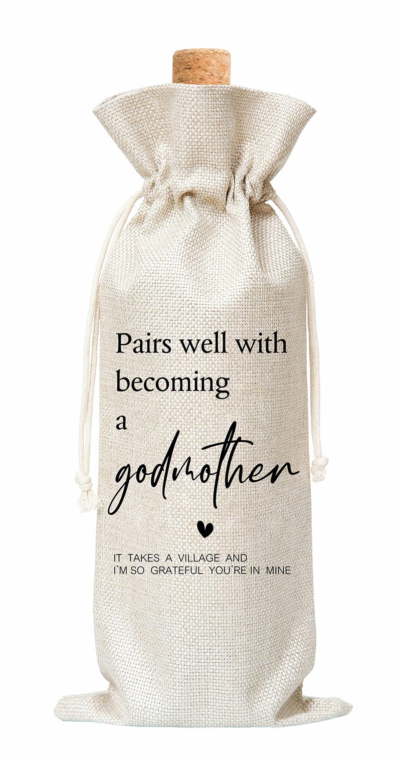 Tedea Tedea Godmother Proposal Gifts Godmother Gifts Wine Bag Godparents Proposal Gifts God Mother Gifts For Women 1 Pc Burlap Wine Bottle Cover Bag A03