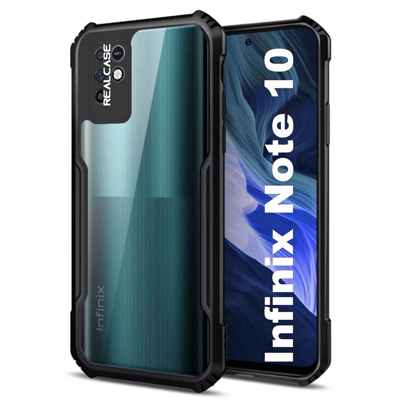 REALCASE Infinix Note 10 Back Cover Shockproof Bumper Crystal Clear | 360 Degree Protection TPU+PC | Camera Protection | Acrylic Transparent Eagle Cover Case for Infinix Note 10 (X-Black) - Image 1