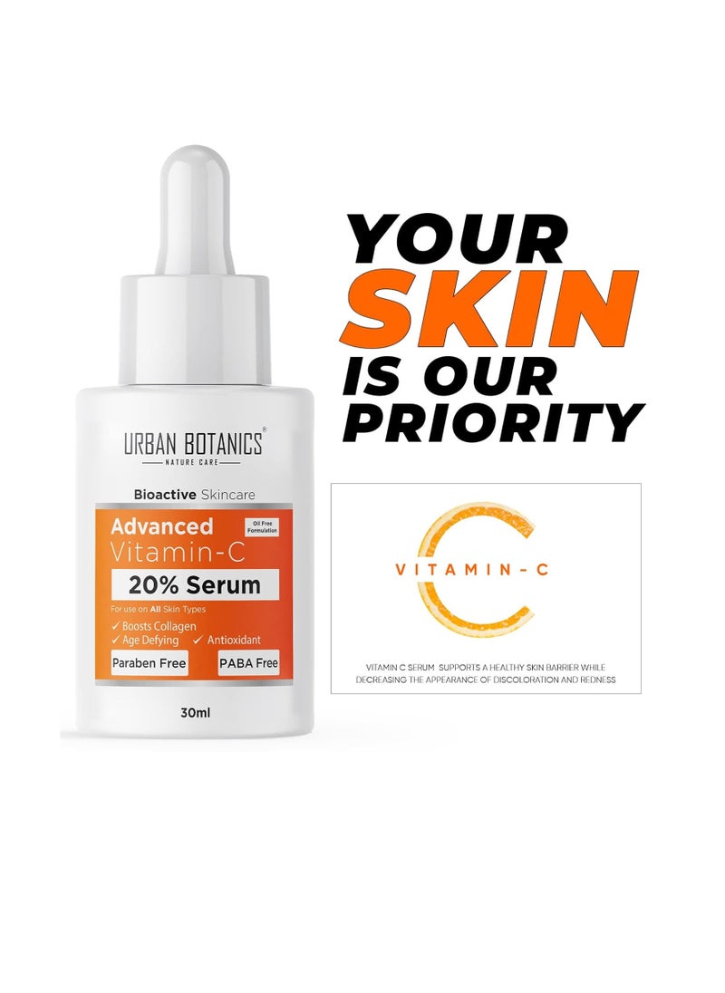 UrbanBotanics Men & Women Advanced Vitamin C Face Serum with Hyaluronic Ferulic & Kojic Acid Niacinamide Green Tea 30ml  - Image 4