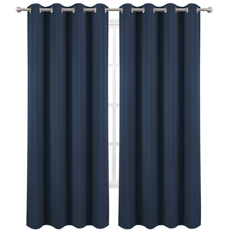LEMOMO Navy Blue Thermal Blackout Curtains/52 x 108 Inch/Set of 2 Panels Room Darkening Curtains for Bedroom - Image 2